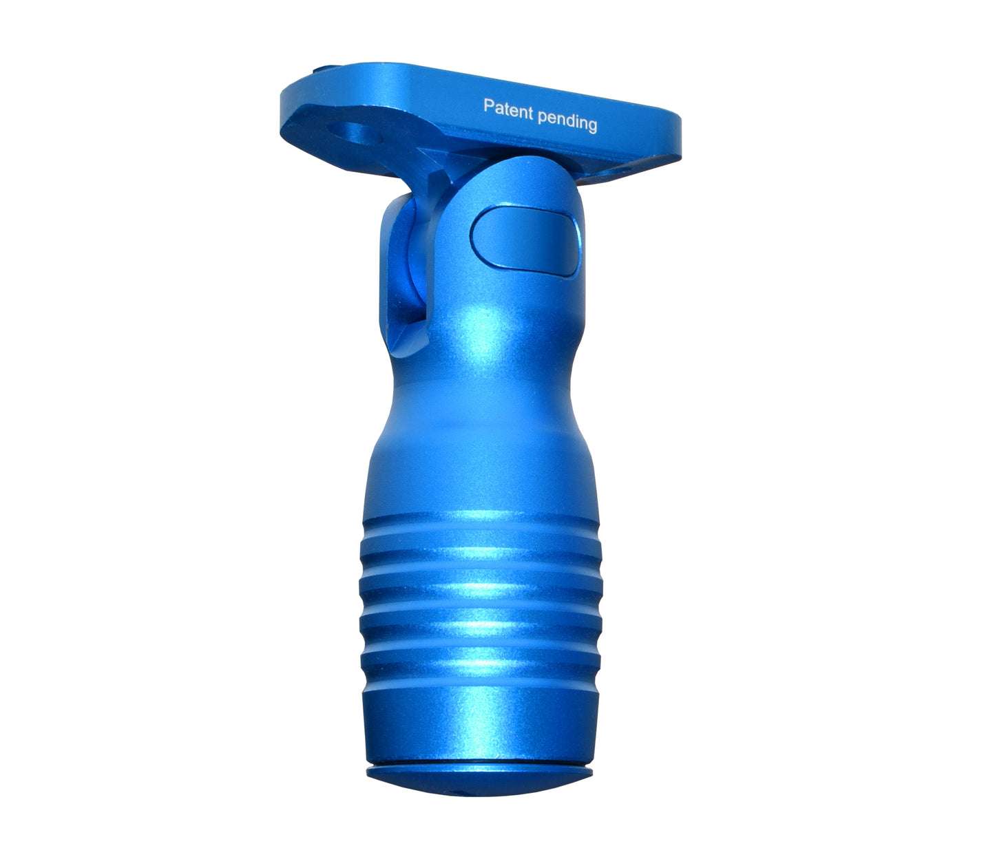 Aluminum 5 Position Shorty Folding Fore Grip, with Storage Compartment, Blue. For M-LOK Rails