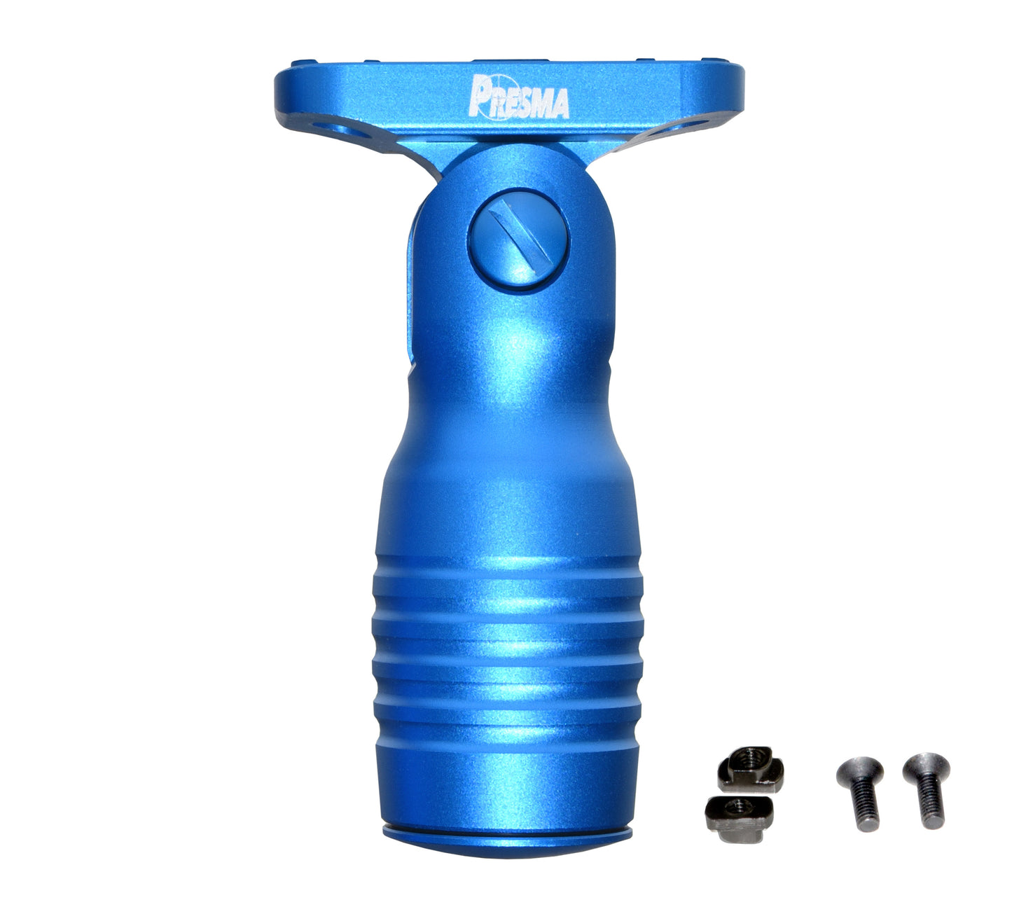 Aluminum 5 Position Shorty Folding Fore Grip, with Storage Compartment, Blue. For M-LOK Rails