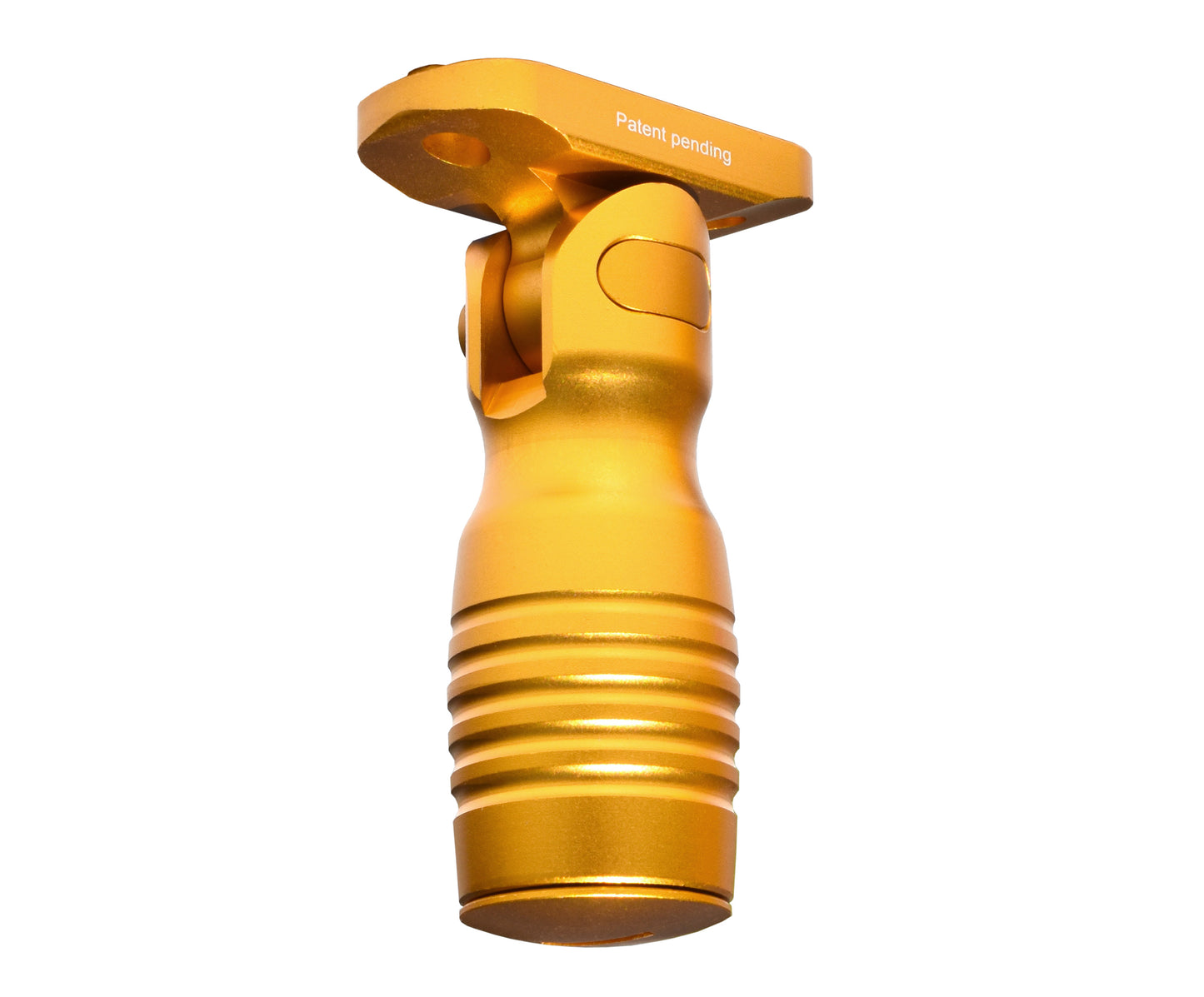 Aluminum 5 Position Shorty Folding Fore Grip, with Storage Compartment, Gold. For M-LOK Rails