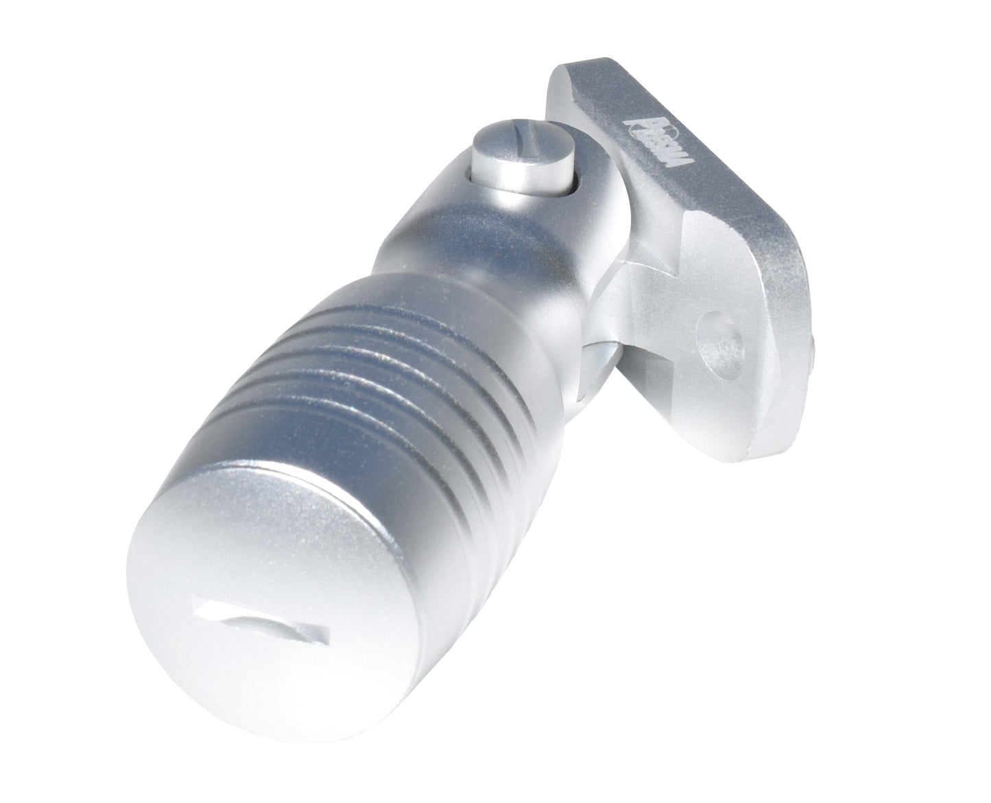 Aluminum 5 Position Shorty Folding Fore Grip, with Storage Compartment, Silver. For M-LOK Rails