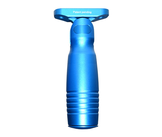 Aluminum 5 Position Folding Fore Grip, with Storage Compartment, Blue. For M-LOK Rails