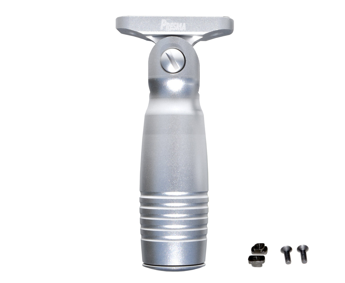 Aluminum 5 Position Folding Fore Grip, with Storage Compartment, Silver. For M-LOK Rails