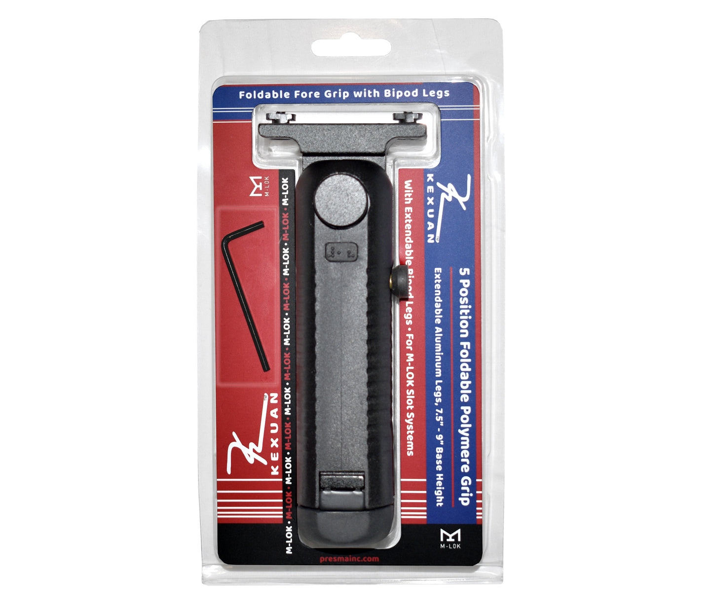 Kexuan 5 Position Foldable Fore Grip with Bipod. Extendable Legs for M-LOK Slot Mounting