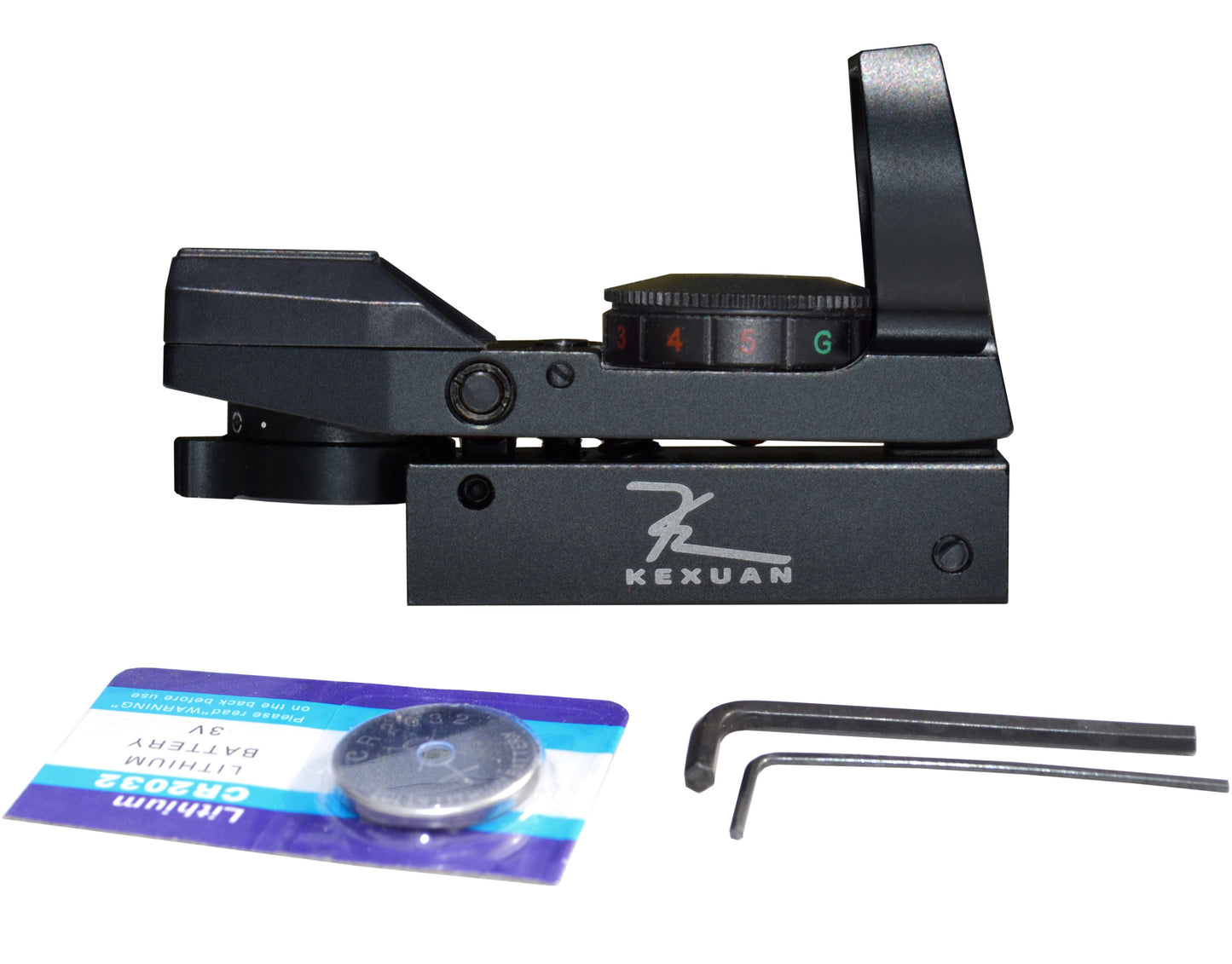 Kexuan Mini Reflex Dot Sight, 4 Red/Green Reticle Patterns with Picatinny Mount