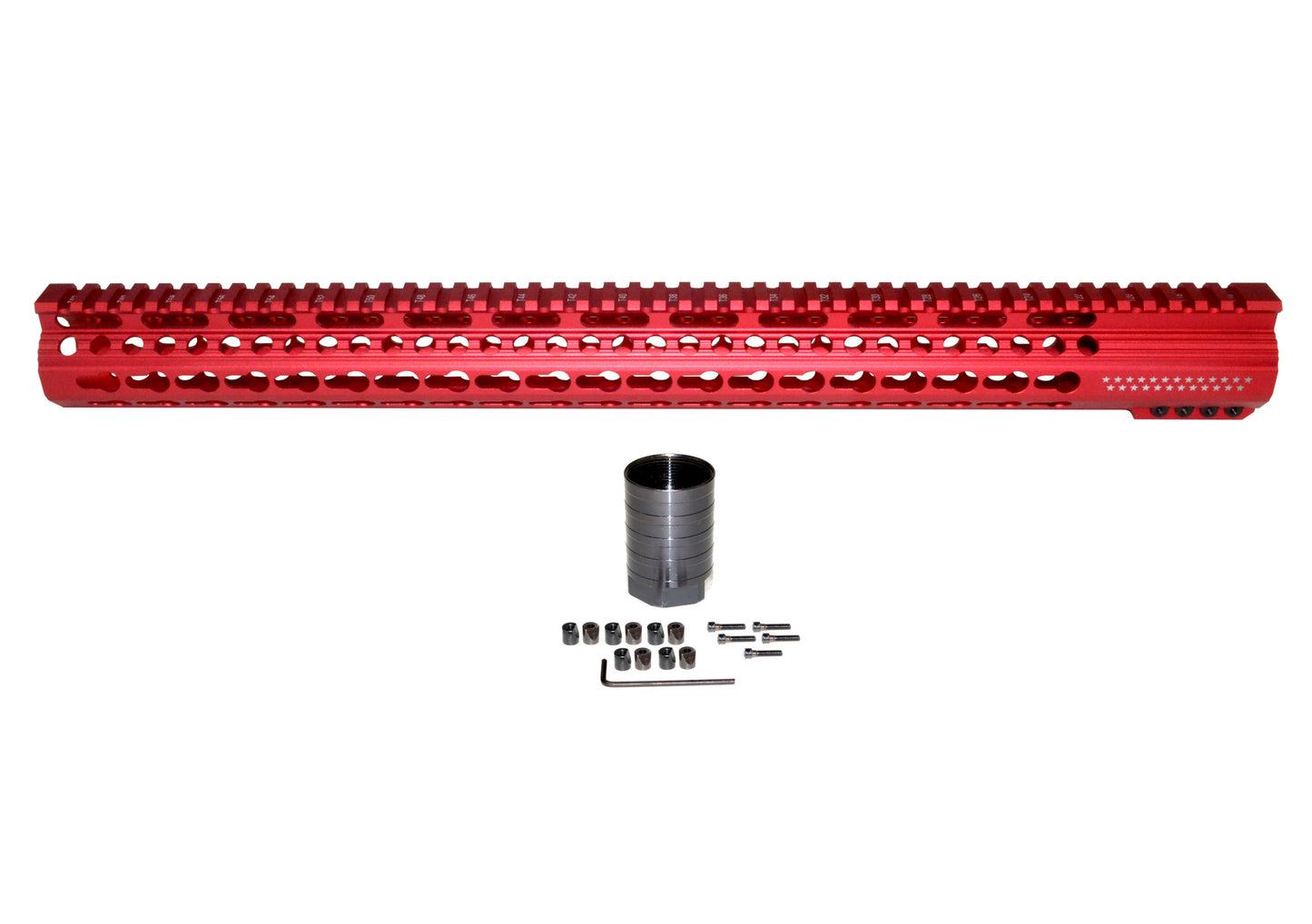 New! 19.25" AR-15 Xtreme Slim Free Float Keymod Handguard, Red Anodized