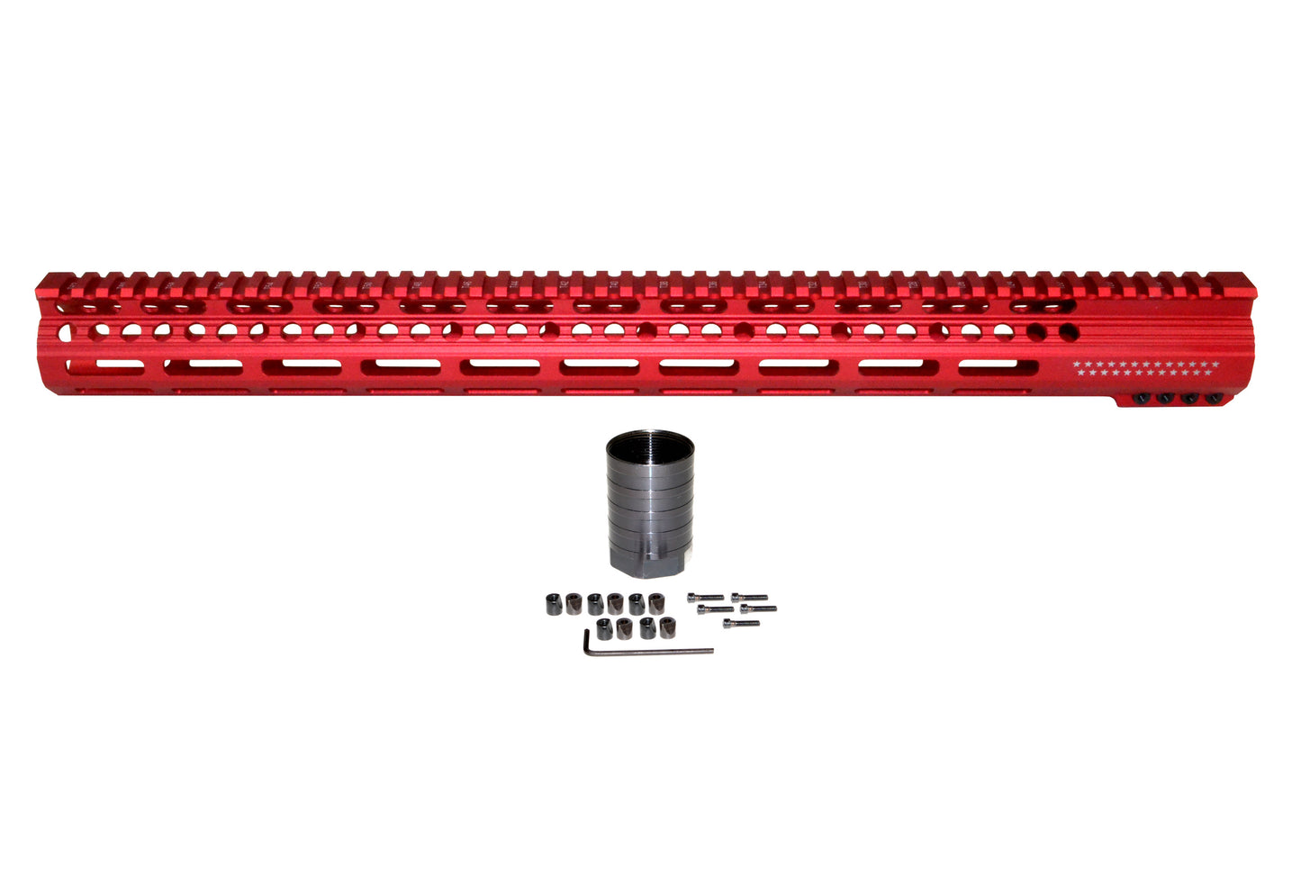 New! 19.25" AR-15 Xtreme Slim Free Float M-LOK Handguard, Red Anodized