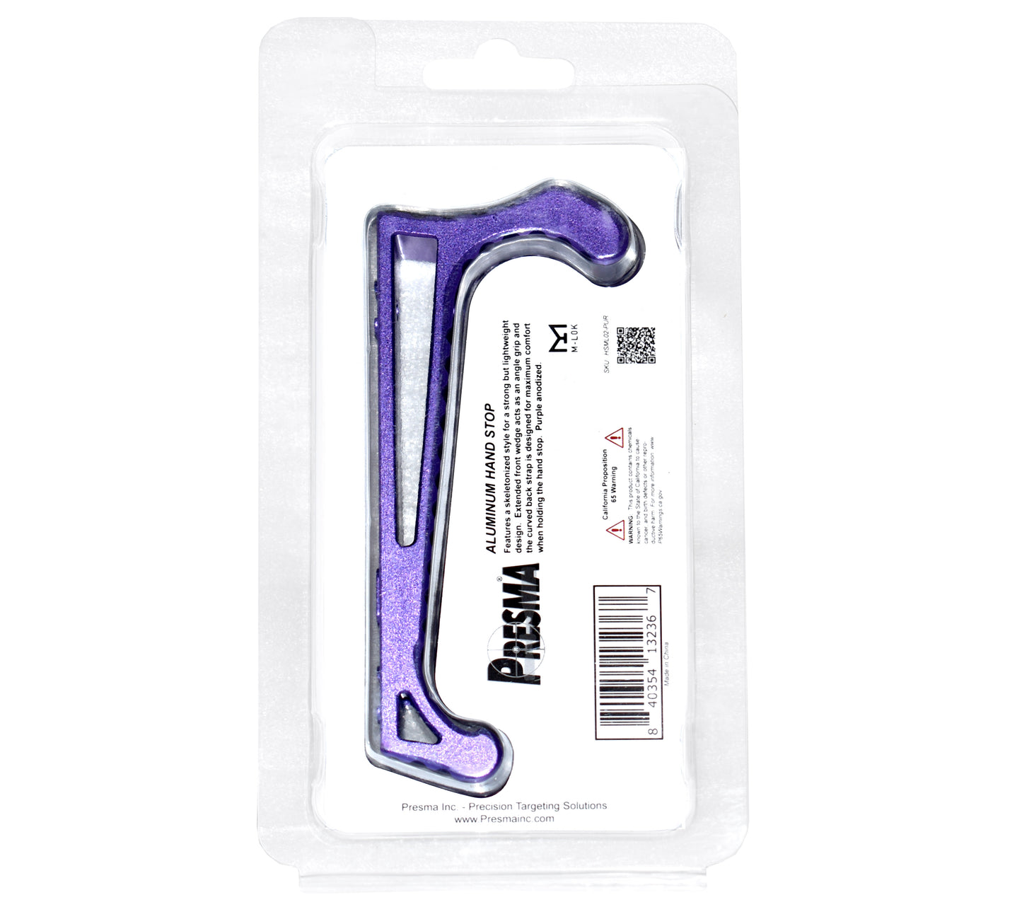 New Design! Lightweight Aluminum Hand Stop for M-LOK Slots from Presma, Purple