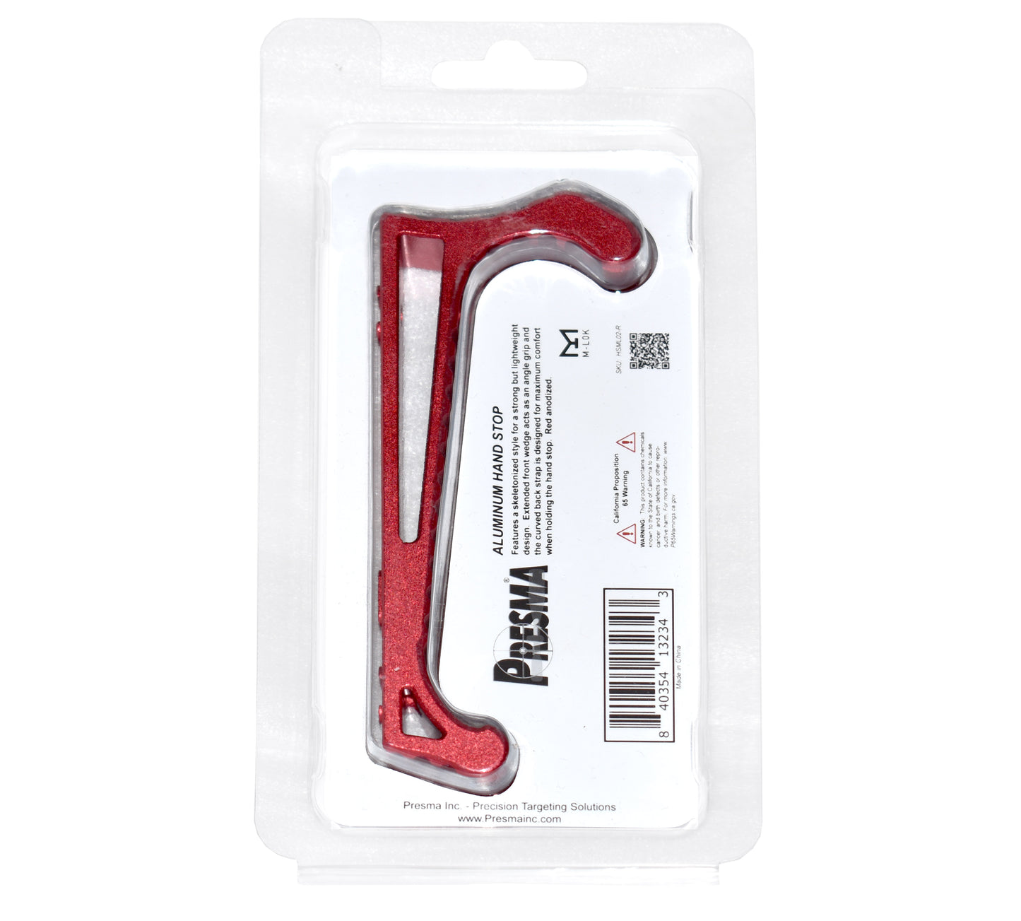 New Design! Lightweight Aluminum Hand Stop for M-LOK Slots from Presma, Red