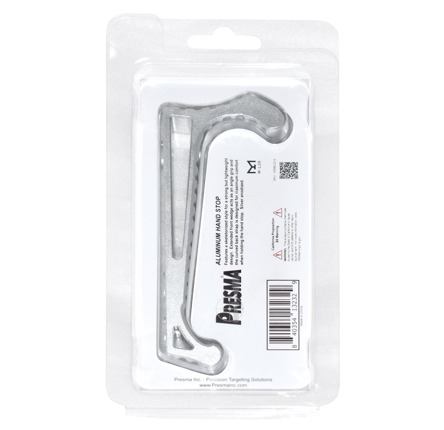 New Design! Lightweight Aluminum Hand Stop for M-LOK Slots from Presma, Silver