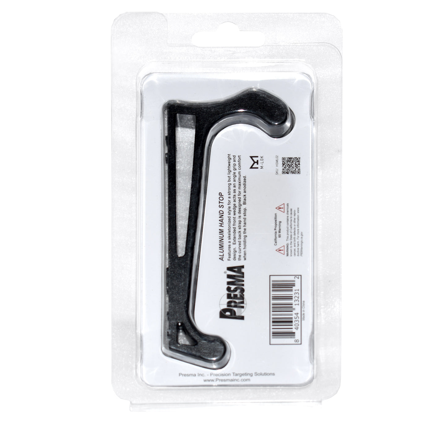 New Design! Lightweight Aluminum Hand Stop for M-LOK Slots from Presma, Black