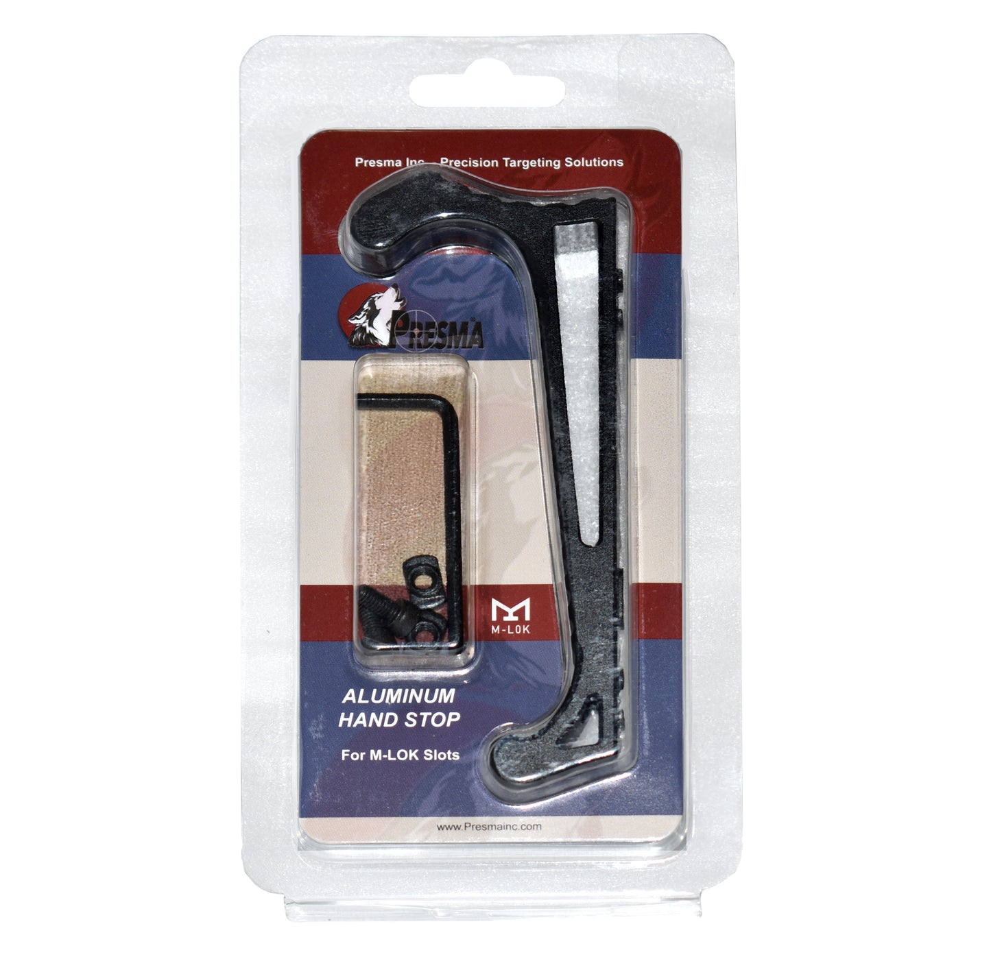 New Design! Lightweight Aluminum Hand Stop for M-LOK Slots from Presma, Black