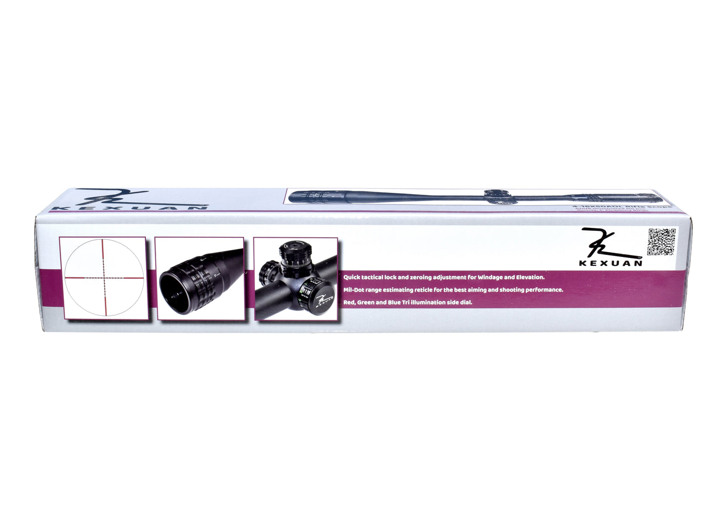 Kexuan 4-16X50 Magnification Hunting Rifle Scope with R/G/B/ Illuminated Mil Dot Reticle