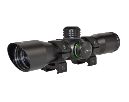 Kexuan 4X32MLF Compact Scope with Red/Green 5 Line Reticle and 1" Picatinny Scope Rings