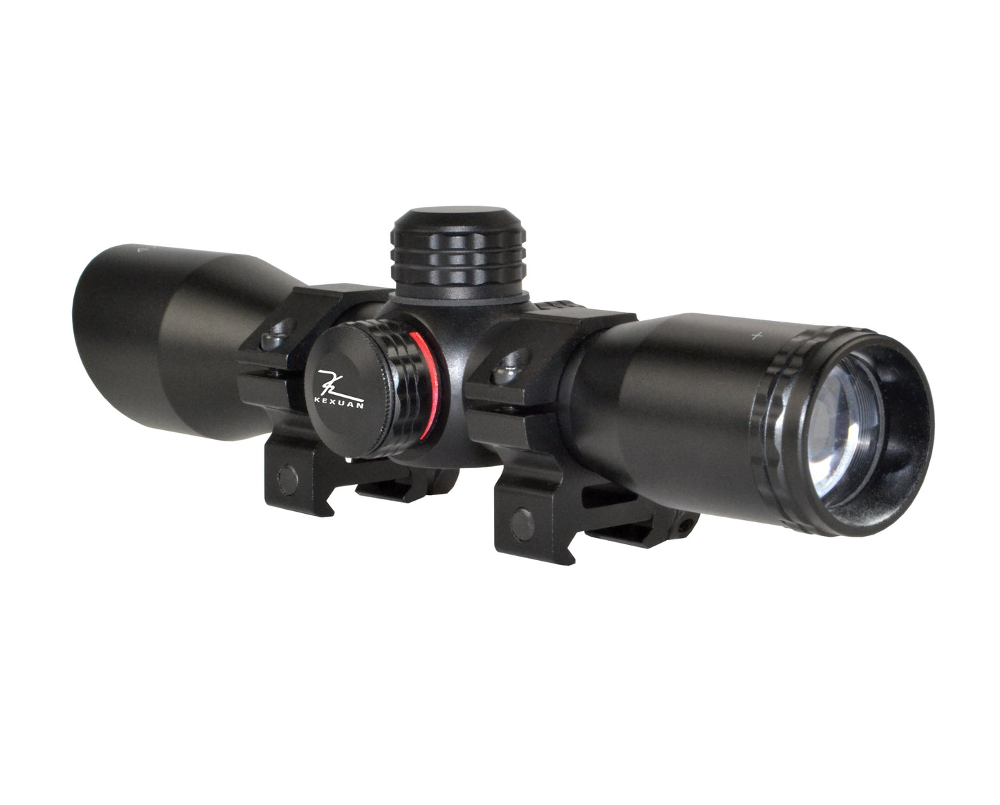 Kexuan 4X32MLF Compact Scope with Red/Green 5 Line Reticle and 1" Picatinny Scope Rings