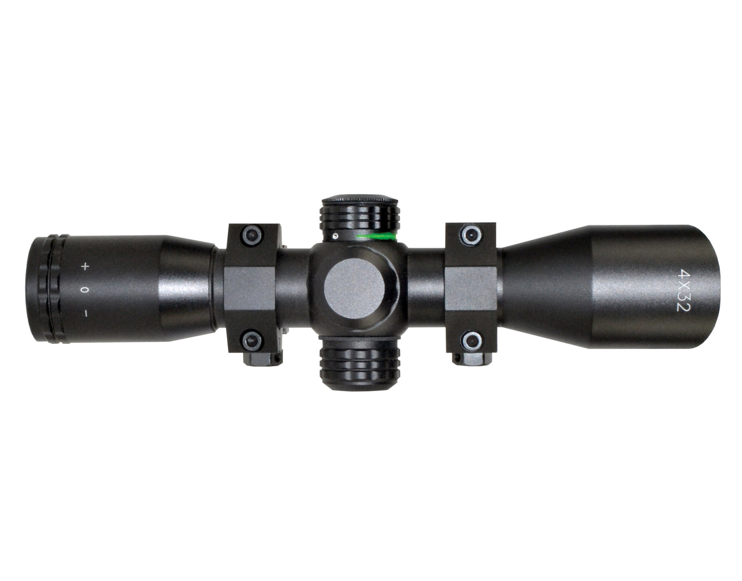 Kexuan 4X32MLF Compact Scope with Red/Green 5 Line Reticle and 1" Picatinny Scope Rings