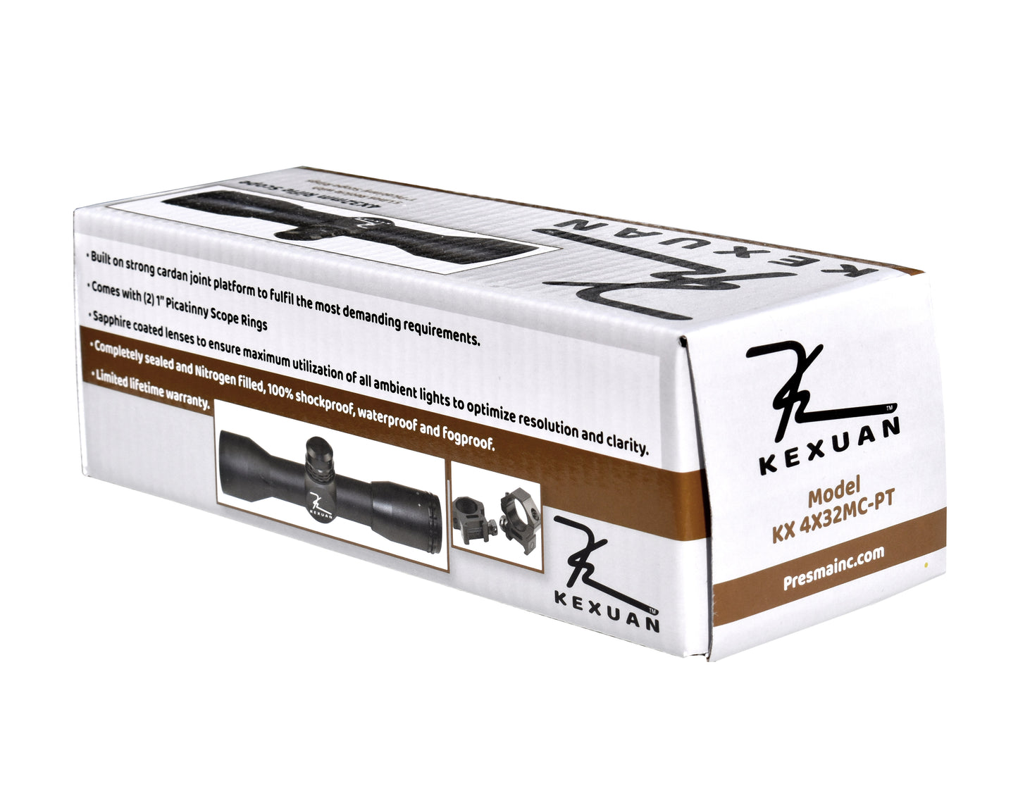 Kexuan 4X32MC Compact Scope with 5 Line Reticle and 1" Picatinny Scope Rings