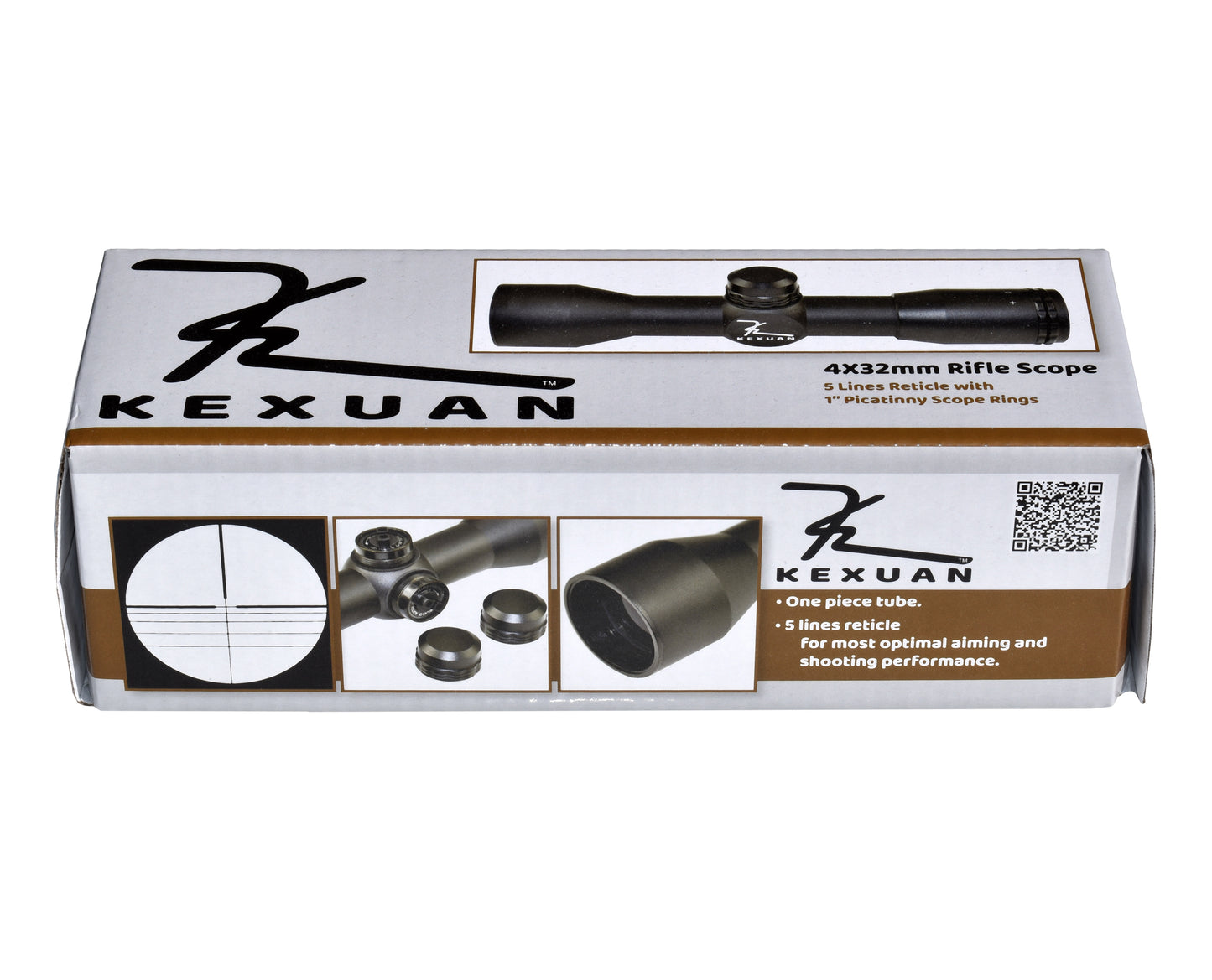 Kexuan 4X32MC Compact Scope with 5 Line Reticle and 1" Picatinny Scope Rings