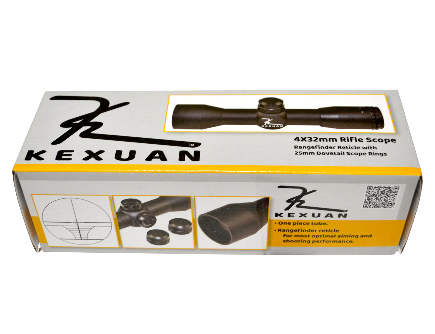 Kexuan 4X32MR Compact Scope with Rangefinder Reticle and 1" Dovetail Scope Rings