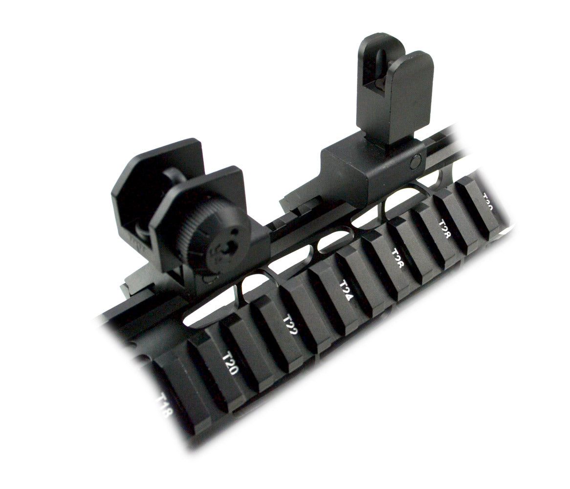 Front & Rear 45 Degree Offset Flip Up Iron BUIS Sight Combo - Aluminum