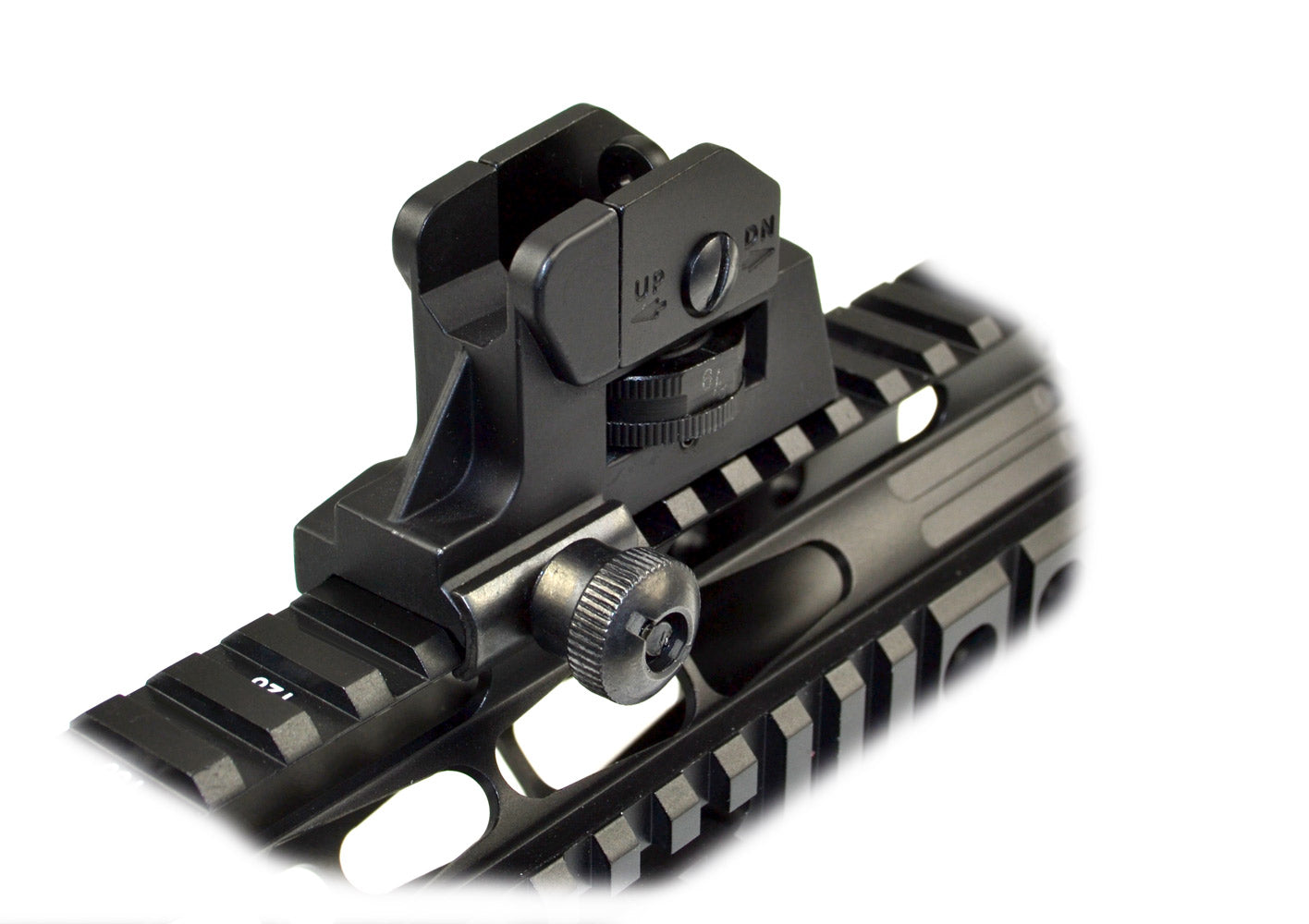 Complete Adjustable Rear Iron Sight with Dual Aiming Apertures.