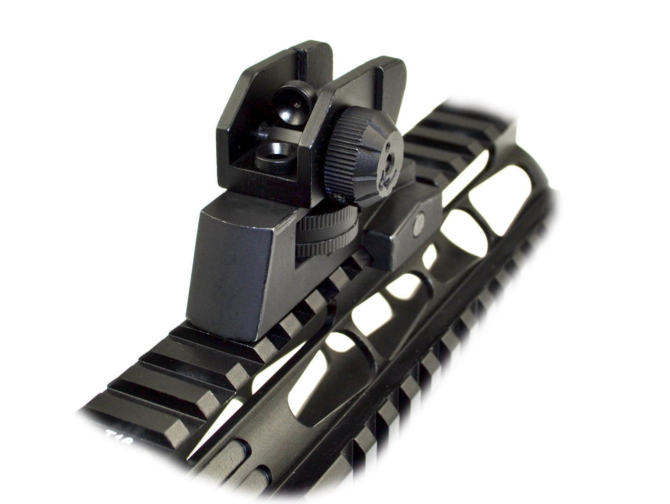 Complete Adjustable Rear Iron Sight with Dual Aiming Apertures.