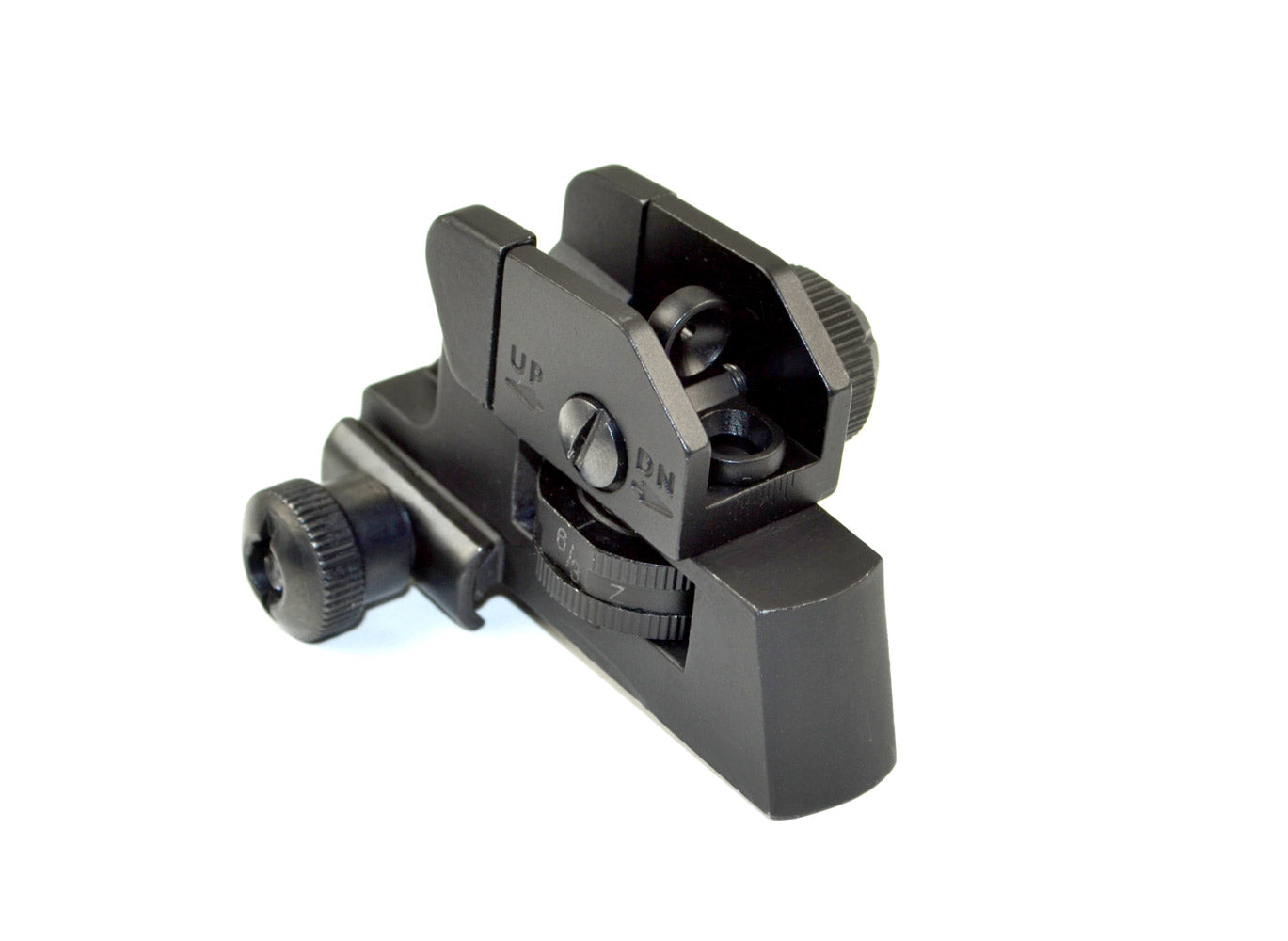 Complete Adjustable Rear Iron Sight with Dual Aiming Apertures.