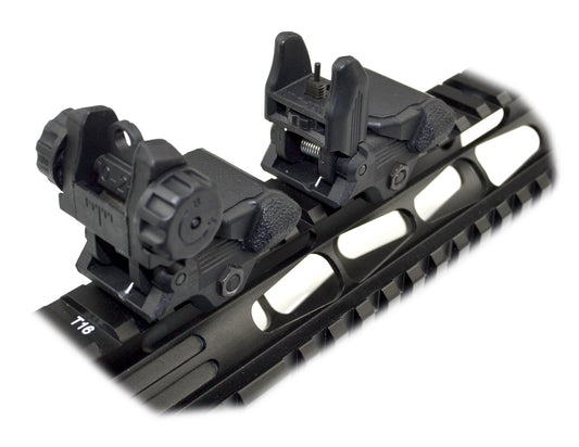 Tactical Smart Polymer Front And Rear Flip Up, Push Down Sight Set