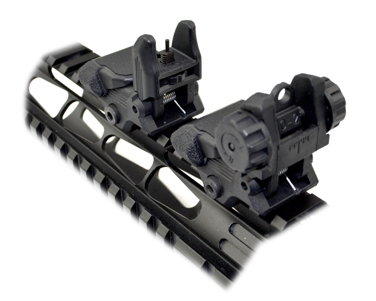 Tactical Smart Polymer Front And Rear Flip Up, Push Down Sight Set