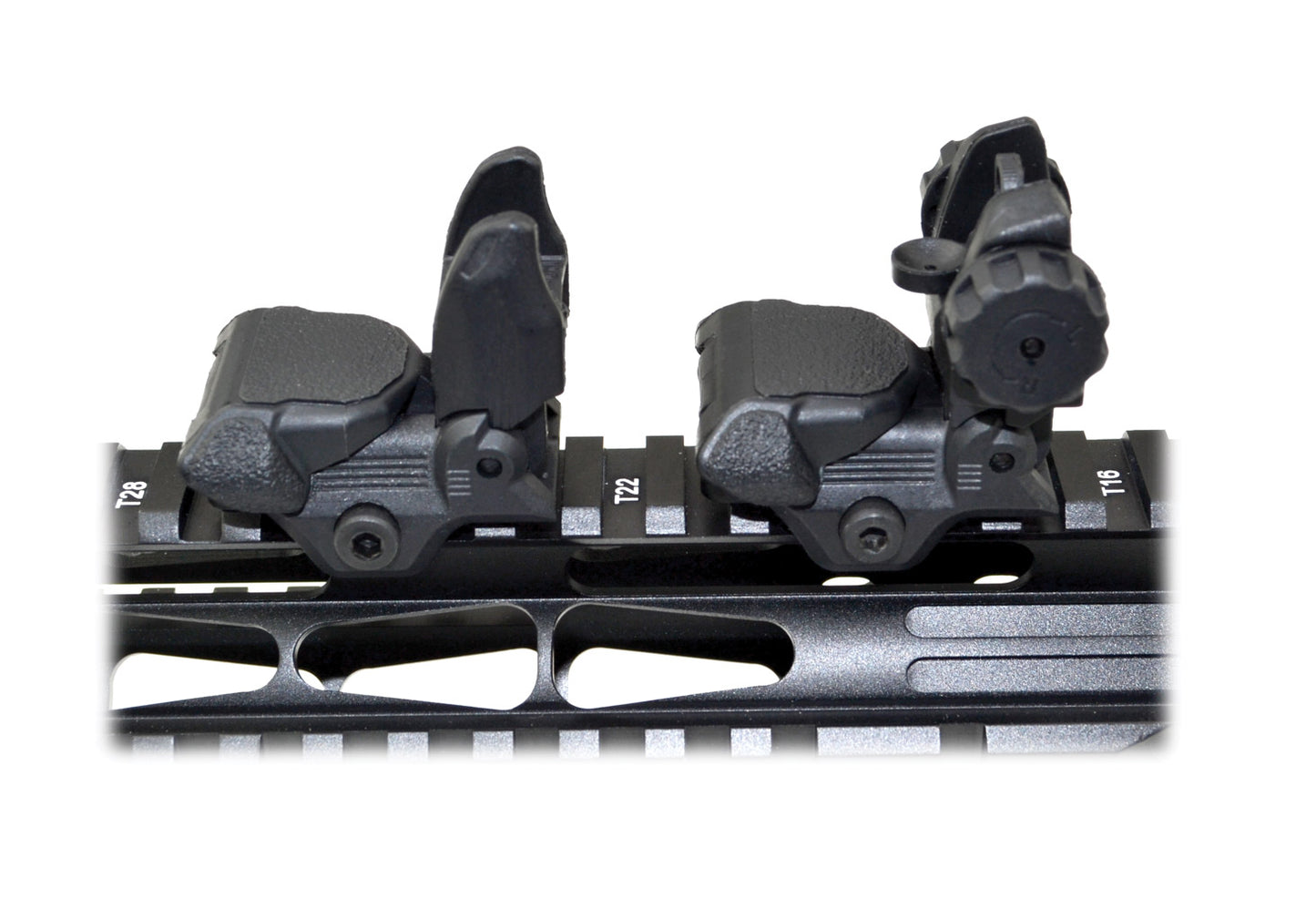 Tactical Smart Polymer Front And Rear Flip Up, Push Down Sight Set
