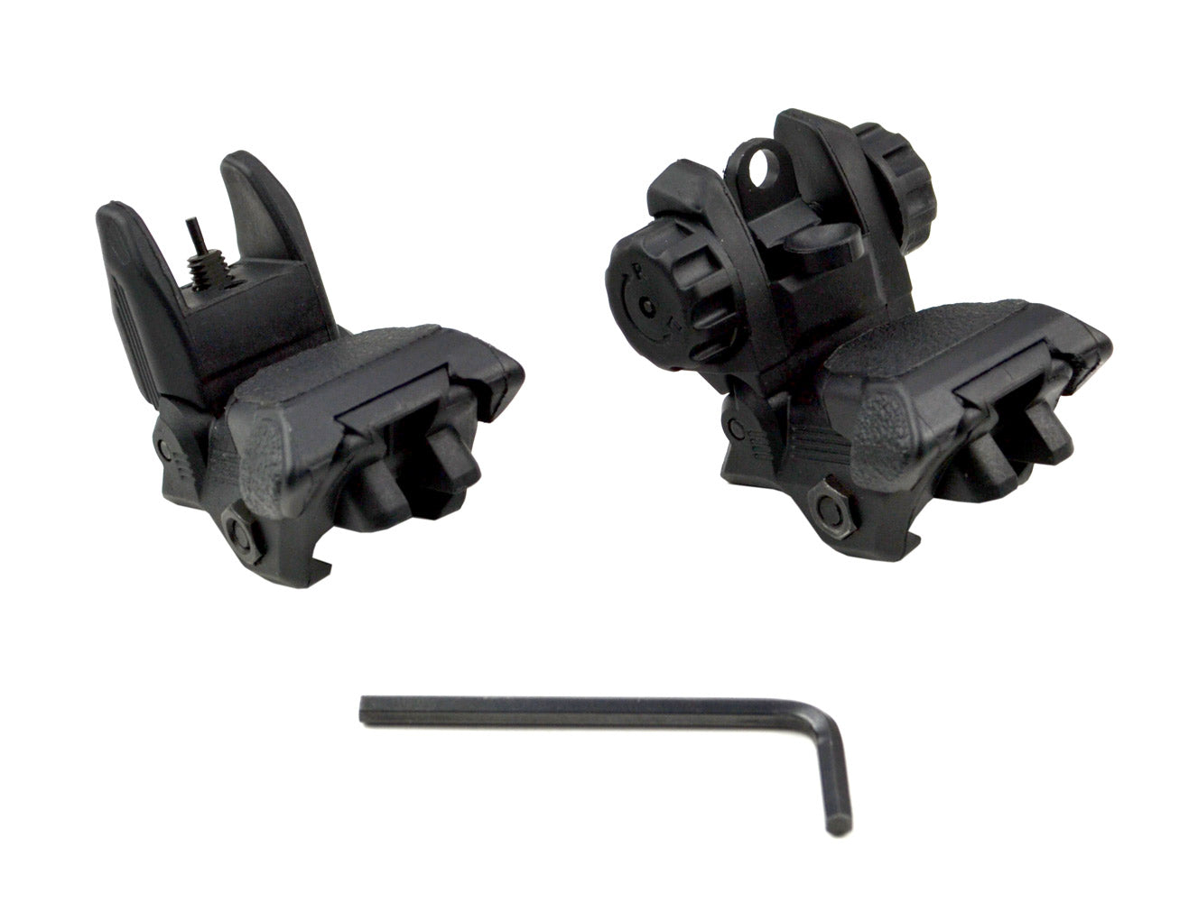Tactical Smart Polymer Front And Rear Flip Up, Push Down Sight Set