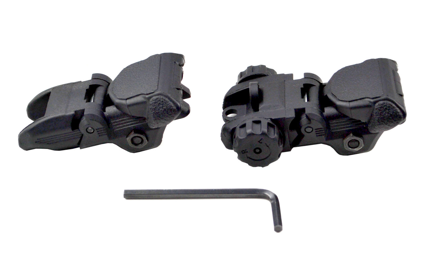 Tactical Smart Polymer Front And Rear Flip Up, Push Down Sight Set