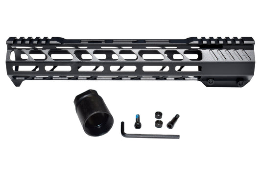 Lightweight 12" M-LOK Free Float Handguard for AR-10 DPMS 308 Low Profile, with easy mount barrel nut and integrated handstop