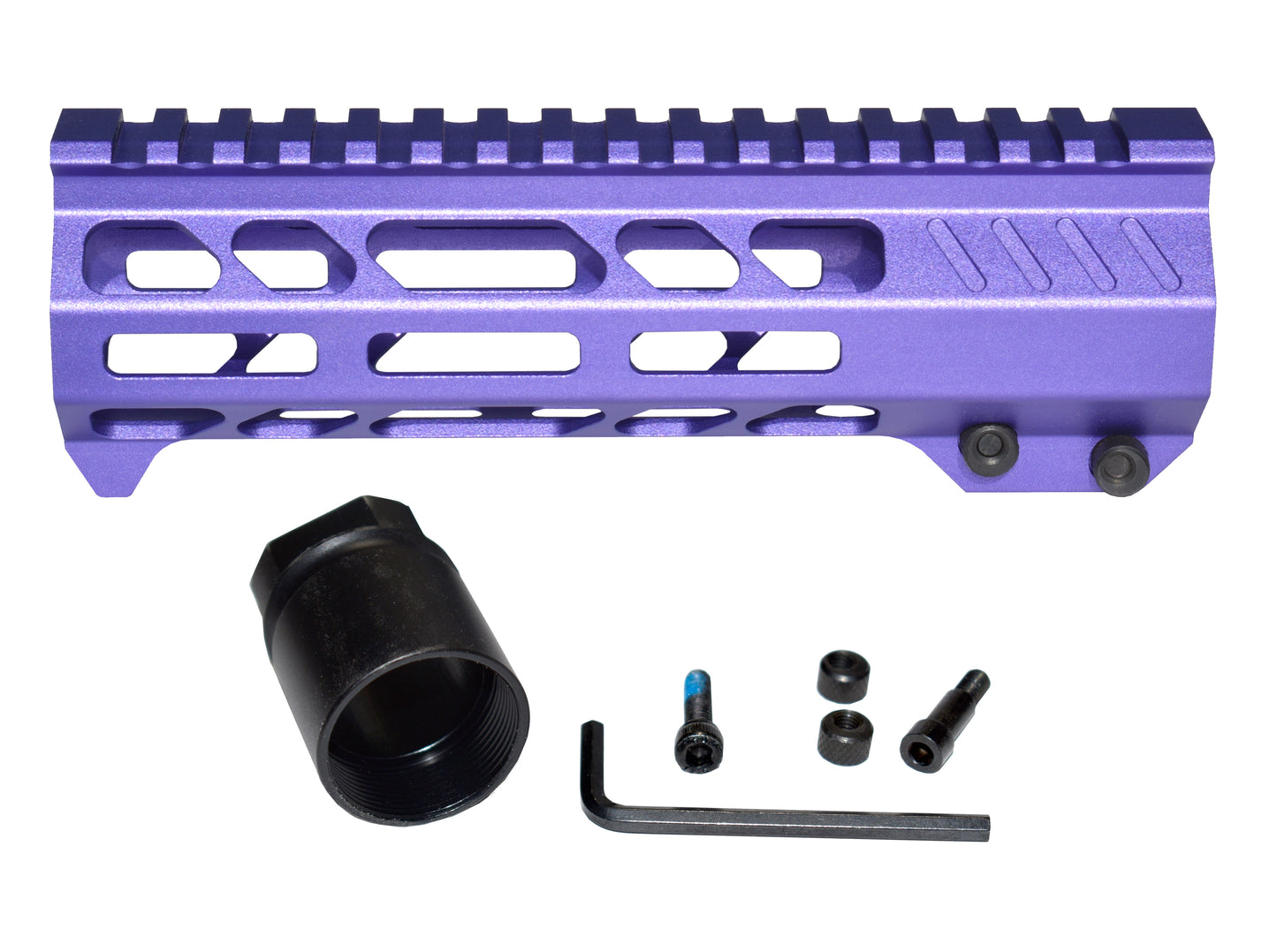 Super Slim 7" M-LOK Free Float Handguard for AR-15 223/5.56 and AR Pistols, with Integrated Fore-End Hand Stop. Purple