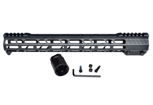 Presma Slim 15" M-LOK Free Float Handguard for AR-15 223/5.56 with Integrated Hand Stop