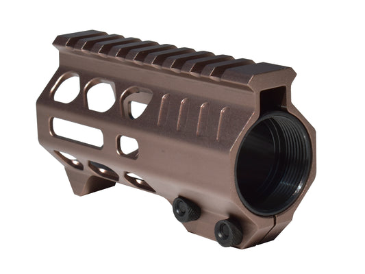 Super Slim 4.2" M-LOK Free Float Handguard for AR-15 223/5.56 and AR Pistols, with Integrated Fore-End Hand Stop, Brown