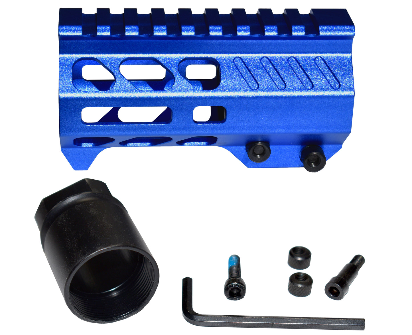 Super Slim 4.2" M-LOK Free Float Handguard for AR-15 223/5.56 and AR Pistols, with Integrated Fore-End Hand Stop, Dark Blue