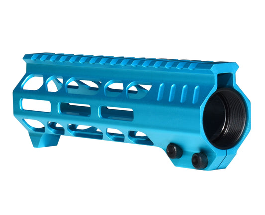 Super Slim 7" M-LOK Free Float Handguard for AR-15 223/5.56 and AR Pistols, with Integrated Fore-End Hand Stop. Blue