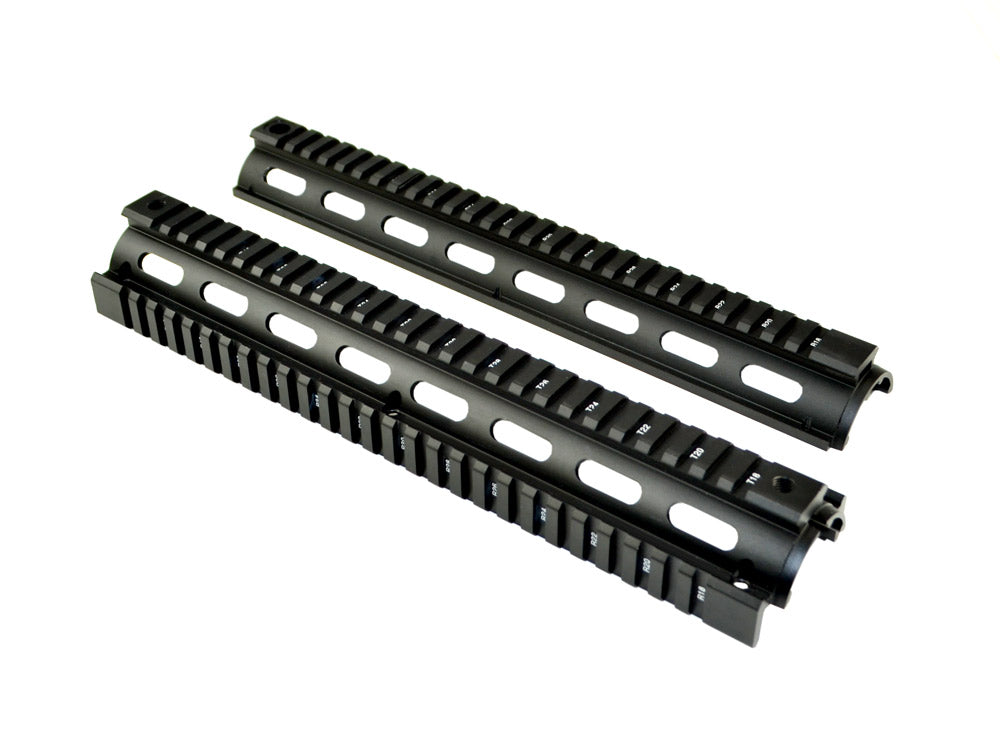 2 Piece Drop In Handguard Quad Rail 12" Rifle Length for .223 and 5.56 (Fits Round End Cap)
