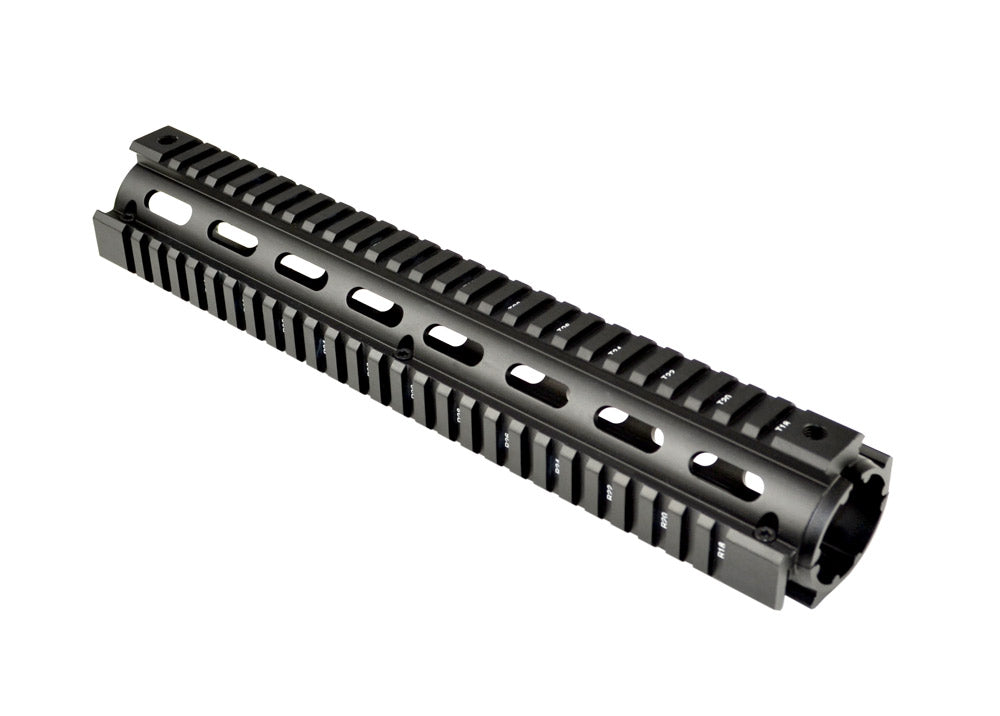2 Piece Drop In Handguard Quad Rail 12" Rifle Length for .223 and 5.56 (Fits Round End Cap)