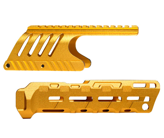 Rail Combo Set for Remington 870 12 Gauge Shotgun - Saddle Mount & Forend - Gold Aluminum