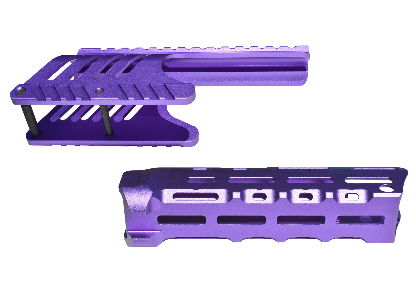 Rail Combo Set for Remington 870 12 Gauge Shotgun - Saddle Mount & Forend - Purple Aluminum