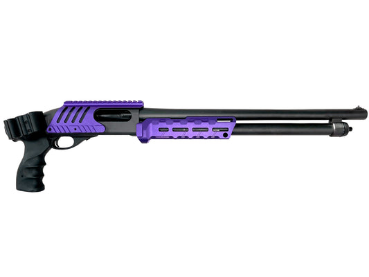 Rail Combo Set for Remington 870 12 Gauge Shotgun - Saddle Mount & Forend - Purple Aluminum