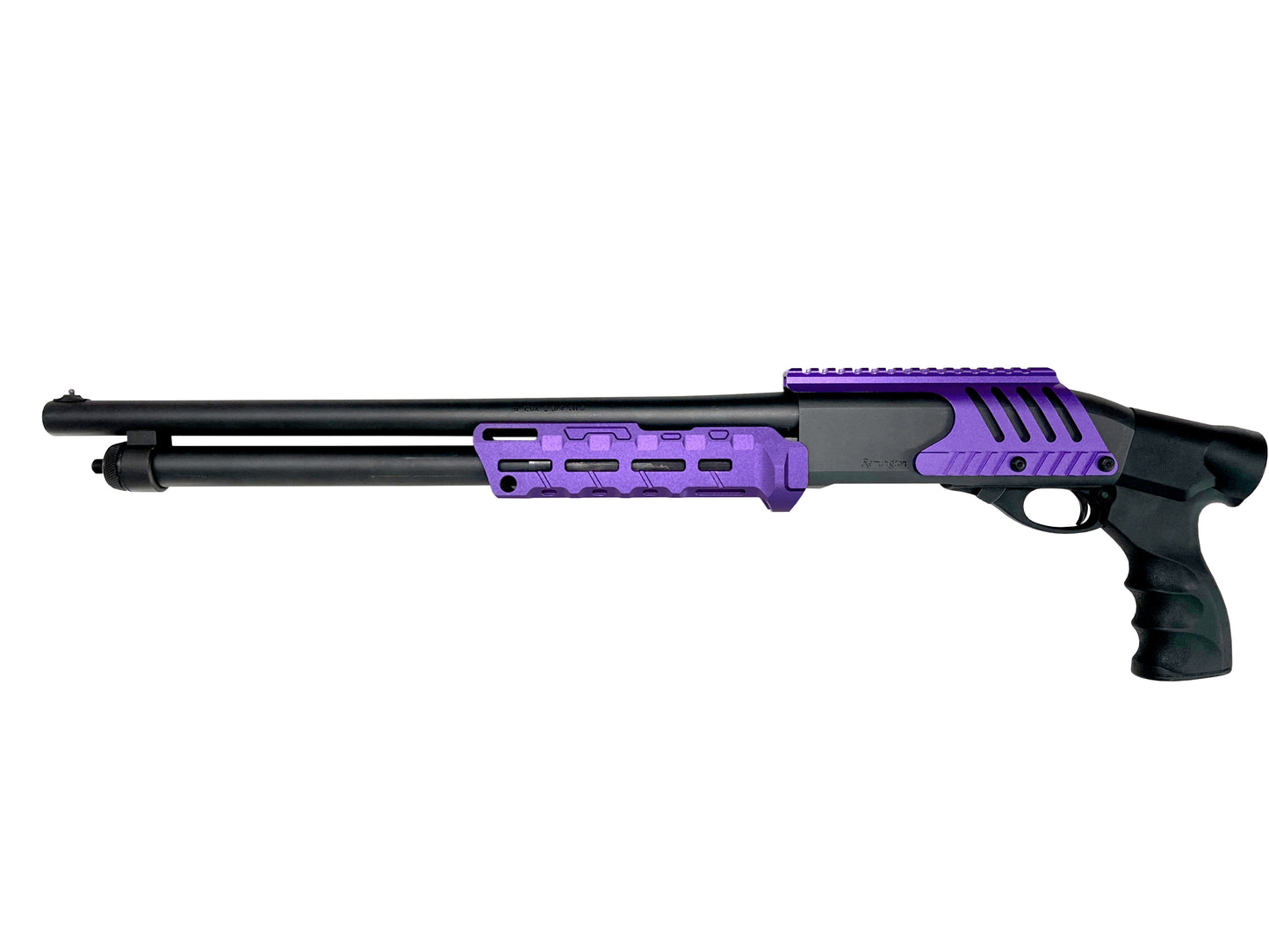 Rail Combo Set for Remington 870 12 Gauge Shotgun - Saddle Mount & Forend - Purple Aluminum