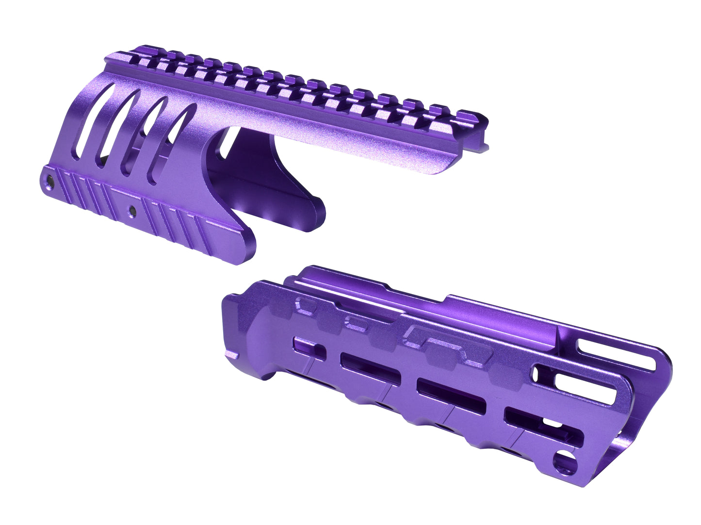 Rail Combo Set for Remington 870 12 Gauge Shotgun - Saddle Mount & Forend - Purple Aluminum