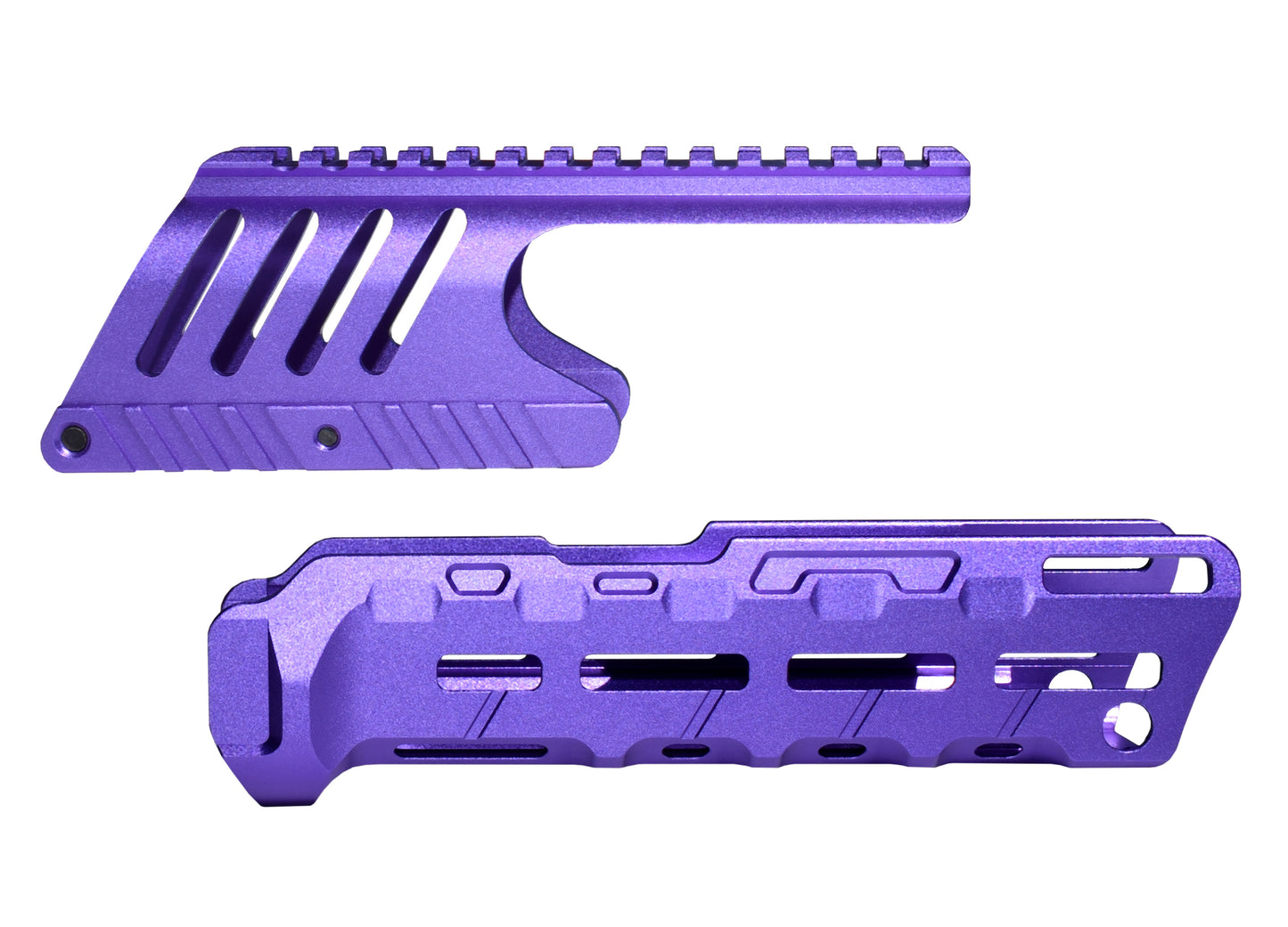 Rail Combo Set for Remington 870 12 Gauge Shotgun - Saddle Mount & Forend - Purple Aluminum