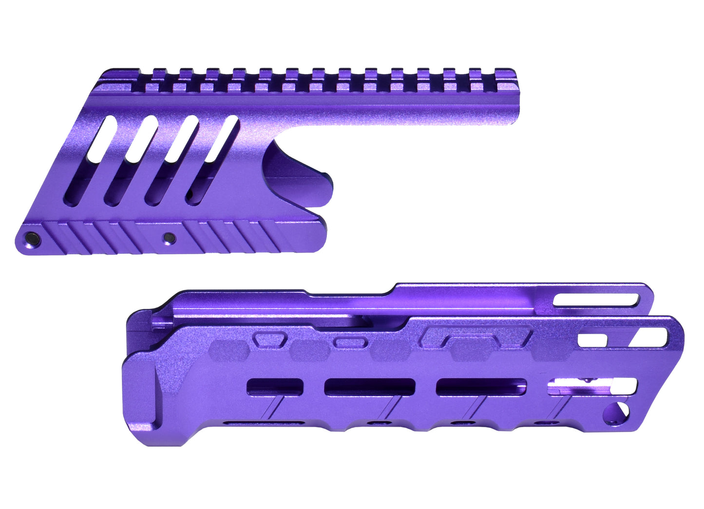 Rail Combo Set for Remington 870 12 Gauge Shotgun - Saddle Mount & Forend - Purple Aluminum