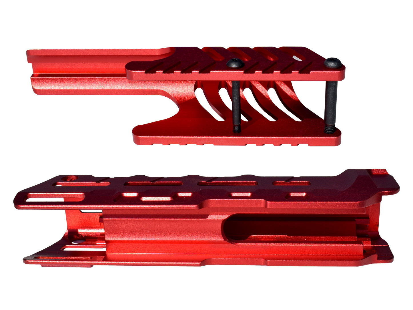Rail Combo Set for Remington 870 12 Gauge Shotgun - Saddle Mount & Forend - Red Aluminum