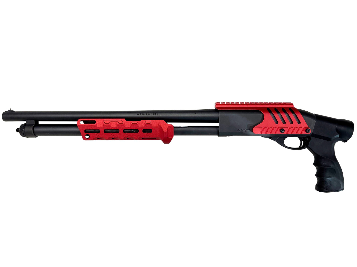 Rail Combo Set for Remington 870 12 Gauge Shotgun - Saddle Mount & Forend - Red Aluminum