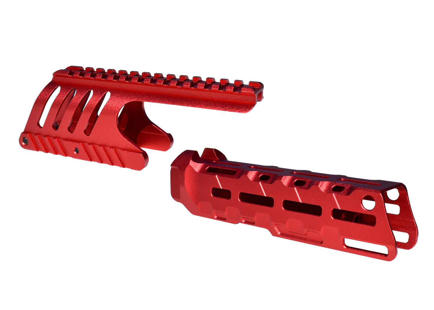 Rail Combo Set for Remington 870 12 Gauge Shotgun - Saddle Mount & Forend - Red Aluminum