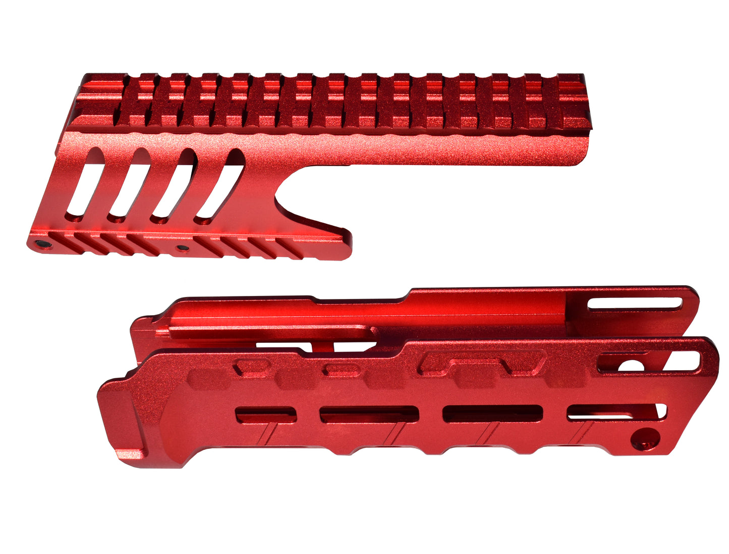 Rail Combo Set for Remington 870 12 Gauge Shotgun - Saddle Mount & Forend - Red Aluminum